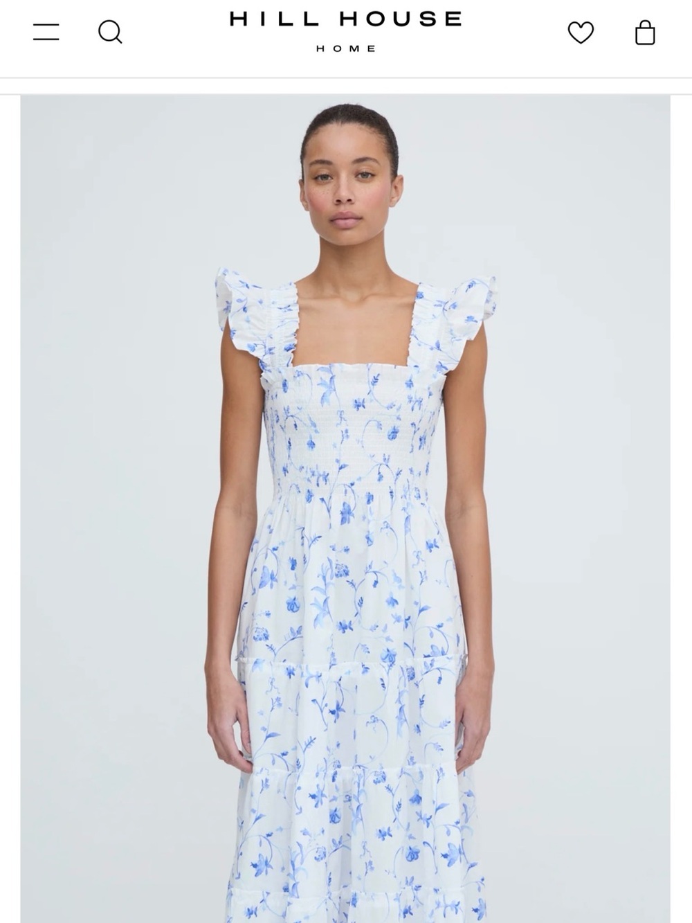 Hill House Cream Maxi Dress with Blue Floral Motif